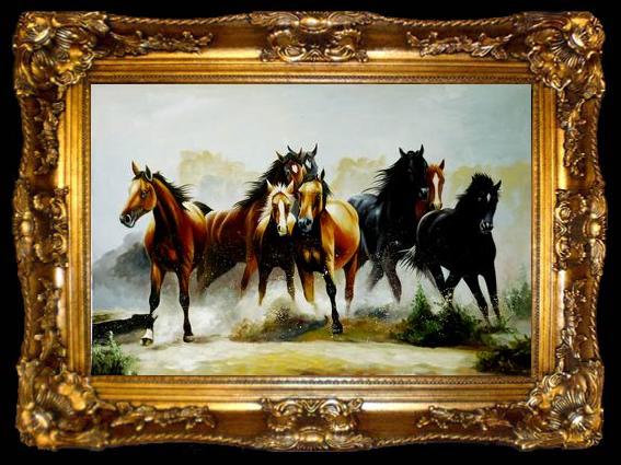 framed  unknow artist Horses 042, ta009-2